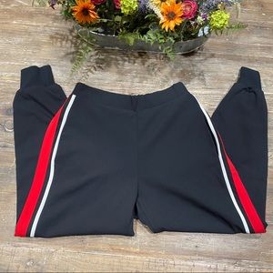 Zara black trouser joggers with stripe red white